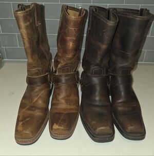 Frye Two-Tone Brown Harness Cowboy Boots